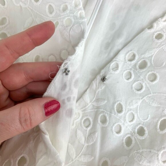 Talbots White Eyelet Belted Midi Wrap Dress - Picture 7 of 9